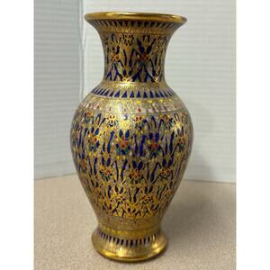 7” Thai Benjarong Porcelain Vase –Hand Painted Pottery-Gold Enamel-China Bone